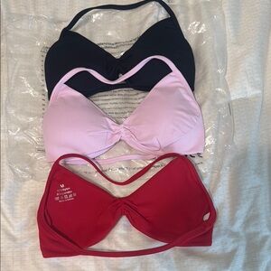 Women’s Twist-Front Soft Bralette - Black, Pink & Red